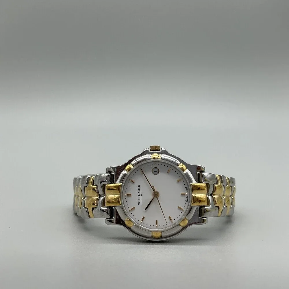 Vintage Wittnauer Pearle Vision Womens Watch 26mm Two Tone New Battery 6.5